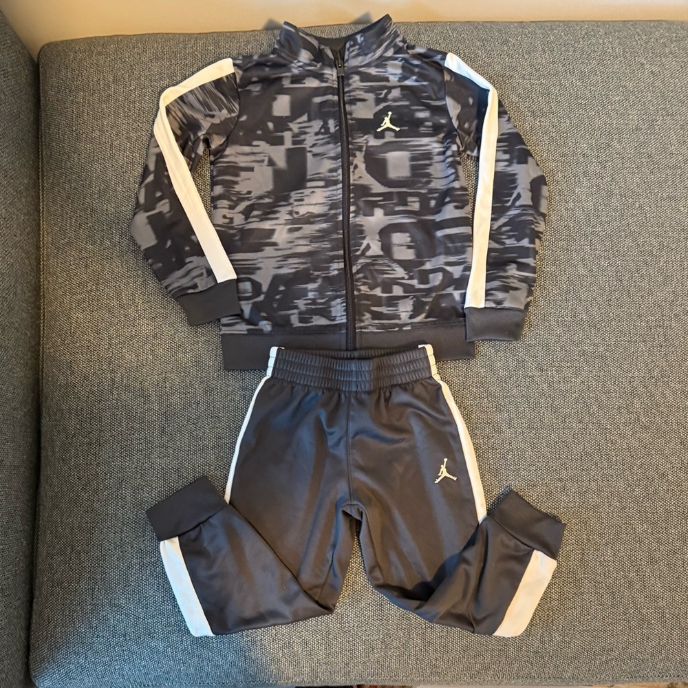 Jordan Kids' Black and Gray Tracksuit size 4